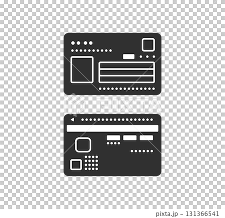 マイナンバーカード　表　裏　両面のシルエットイラスト 131366541
