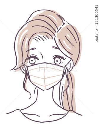 マスクをした綺麗な女性のベクターイラスト素材 マスクをした綺麗な女性のベクターイラスト素材 131366545