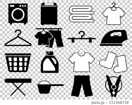 洗衣圖示集 16 個，單調 131366738