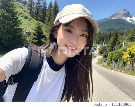 高原を歩く女性 高原を歩く女性 131366969