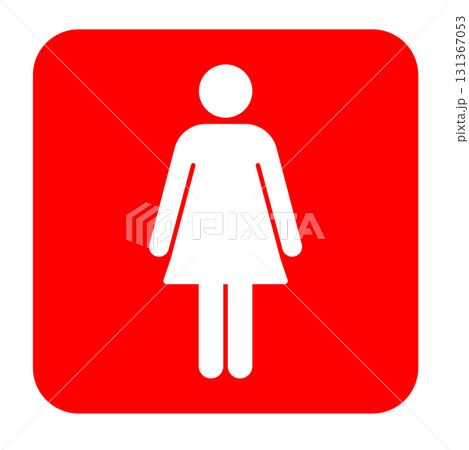 赤い背景と白い女のピクトグラムのベクターイラスト素材 131367053
