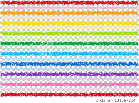 手描きのクレヨン素材　背景　横ボーダー 131367214