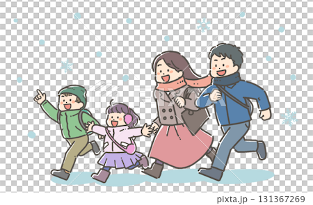 一家人在雪地裡外出的插圖 一家人在雪地裡外出的插圖 131367269