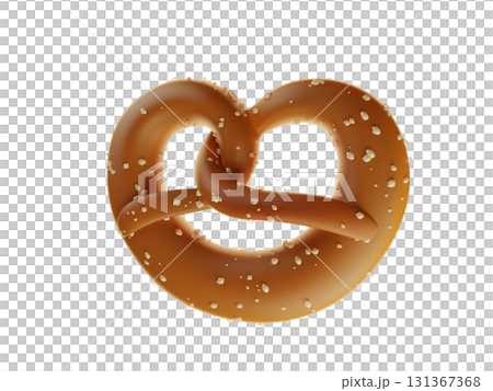 The Bavarian Pretzel. Munich Pretzel in B shape or figure eight with Salt closeup on a white background. 3d rendering illustration 131367368