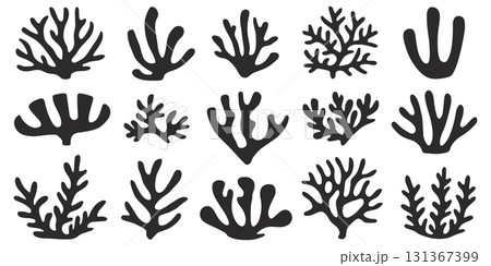Scandinavian Folk Art Floral Silhouette Vector Set. Minimalist Botanical Flower Icons Vector. 131367399