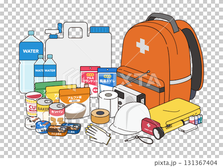 Illustration of disaster prevention goods 131367404