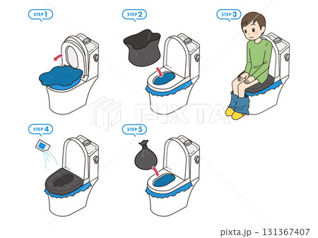 非常用トイレの使い方のイラスト 131367407
