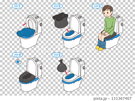 非常用トイレの使い方のイラスト 131367407