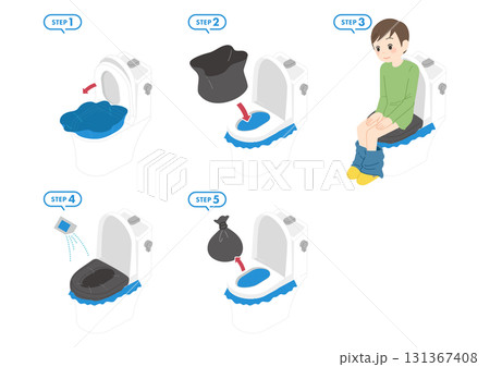 非常用トイレの使い方のイラスト 131367408