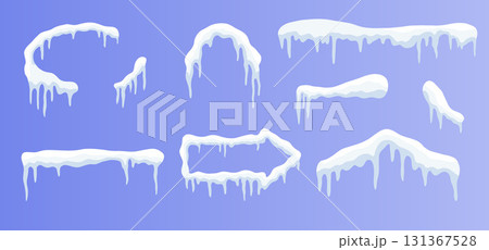 Snowcap vector frames with icy frosty outlines 131367528