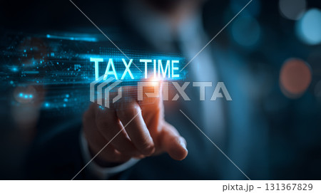 Tax time finance business deadline digital technology hand touch concept office urgency stress modern professional accounting economy planning 131367829