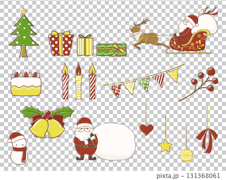 Cute Christmas illustration material set 131368061