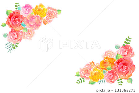 水彩イラスト バラのブーケ 水彩イラスト バラのブーケ 131368273