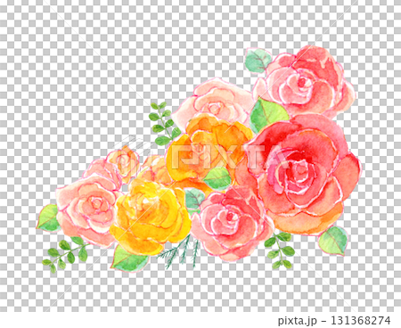 一束玫瑰的水彩插圖 131368274