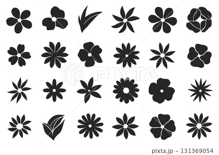 Cute Folk Art Flower Vector Set. Colorful Hand-drawn Botanical Illustrations for Spring Vector. 131369054