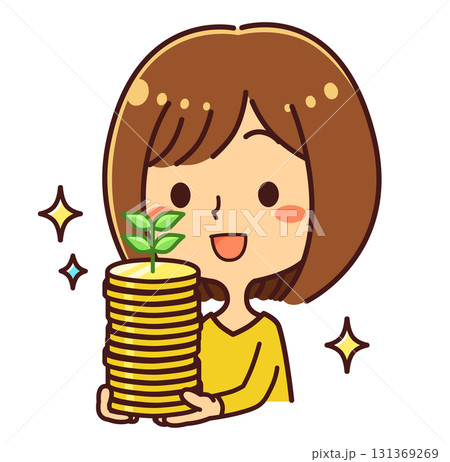 資産運用する女性　成功　イラスト素材 131369269