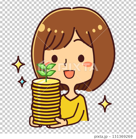 資産運用する女性　成功　イラスト素材 131369269