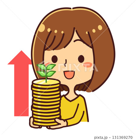 資産運用する女性　成功　イラスト素材 131369270