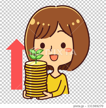 資産運用する女性　成功　イラスト素材 131369270