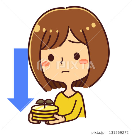 資産運用する女性　失敗　イラスト素材 131369272