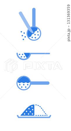 減塩や調味料の量を伝えるシンプルなフラットアイコン 131369359