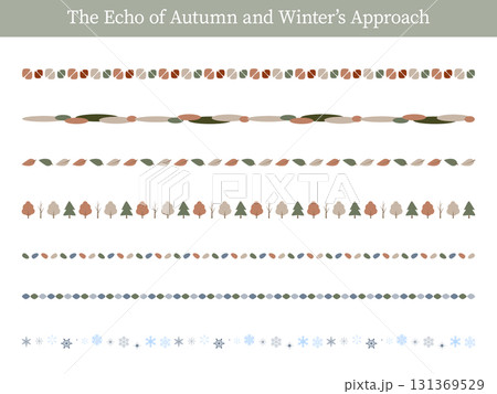 秋から冬へ移ろう季節にぴったりなくすみカラーのライン、罫線、飾り線などのイラストセット 秋から冬へ移ろう季節にぴったりなくすみカラーのライン、罫線、飾り線などのイラストセット 131369529