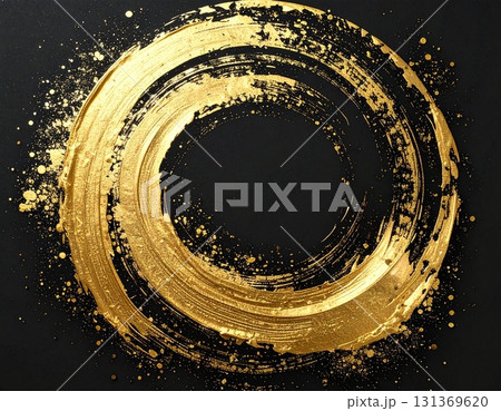 雅やかな金箔が彩る、和風ブラシアートのラグジュアリーテクスチャ 131369620