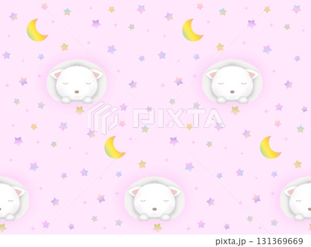 眠っているネコのシームレスパターン　J-2' 131369669