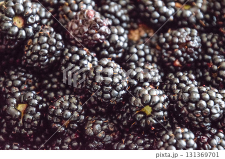 Plate with berries black blackberries Plate with berries black blackberries 131369701