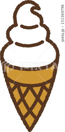手書き風の単品アイコンイラスト　食べ物　ソフトクリーム 131369796