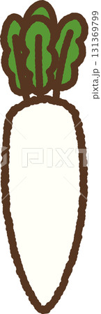 手書き風の単品アイコンイラスト　野菜　だいこん 131369799