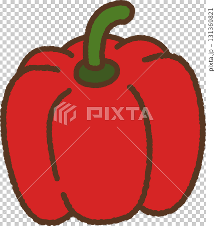 手書き風の単品アイコンイラスト　野菜　パプリカ 131369821
