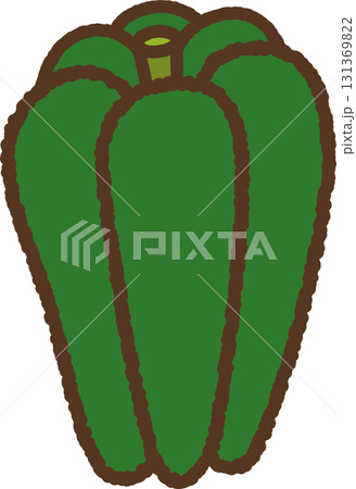 手書き風の単品アイコンイラスト　野菜　ピーマン 131369822