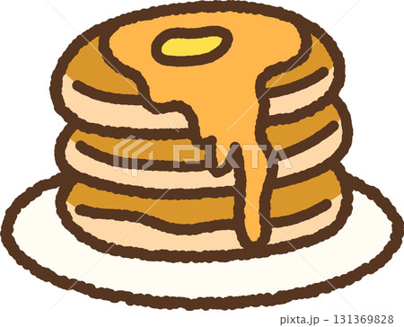 手書き風の単品アイコンイラスト　料理　ホットケーキ 131369828