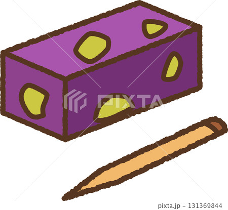 手書き風の単品アイコンイラスト　和菓子　栗羊羹 131369844