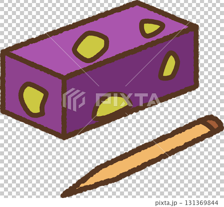 手書き風の単品アイコンイラスト　和菓子　栗羊羹 131369844