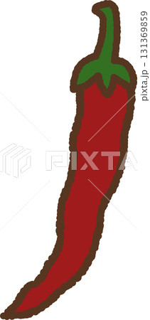 手書き風の単品アイコンイラスト　野菜　唐辛子 131369859