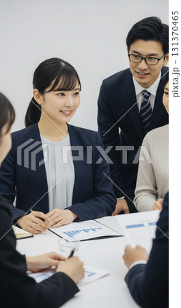 活発に議論する日本人ビジネスチーム 131370465