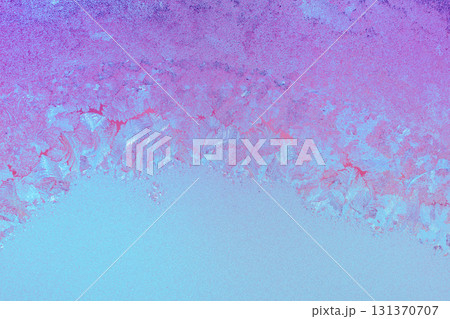 Natural ice texture on the frozen window in colorful light. Gradient color. Christmas background 131370707