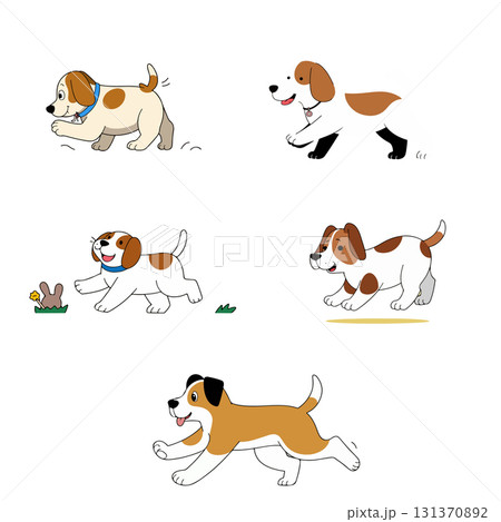 Cartoon Dogs Running and Playing 131370892