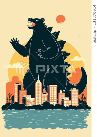 Godzilla Over Cityscape 131370914