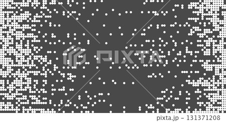 Disintegration dot circle grain noise, fade halftone effect, disperse dot work, Dispersed background mosaic pixel grid.  131371208