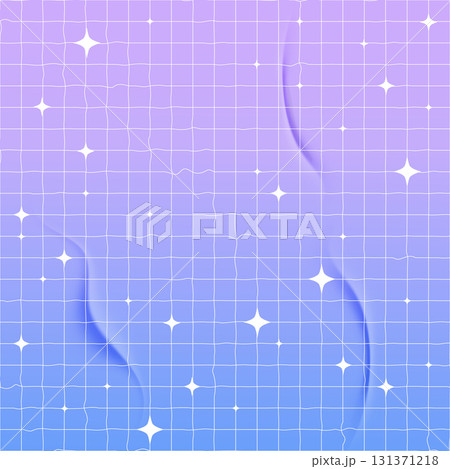 Groovy fantasy bright gradient background y2k retro blue and pink pastel galaxy aesthetic. Pop unicorn bg with stars, trendy checkered ornament. 131371218