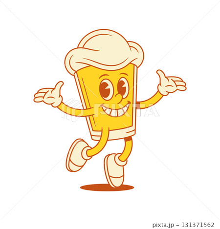 Overjoyed beer glass cartoon character jumping vector flat illustration 131371562