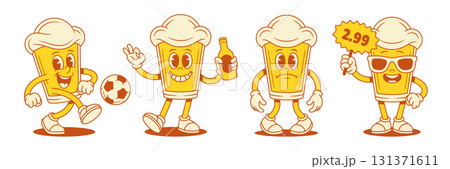 Smile comic beer glass cartoon character emoticon set vector flat illustration Smile comic beer glass cartoon character emoticon set vector flat illustration 131371611