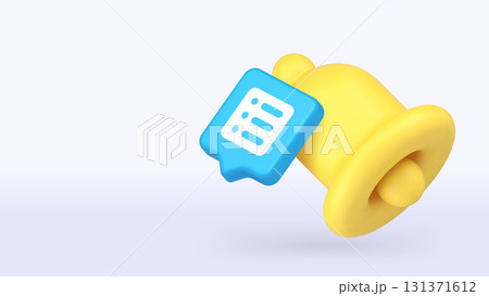 Yellow Notification Bell With Blue List Symbol For Interface Copy Space Banner Vector Illustration 131371612