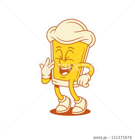 Laughing beer glass cartoon character mascot vector flat illustration Laughing beer glass cartoon character mascot vector flat illustration 131371678