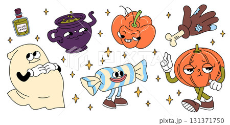 Groovy Halloween party elements Groovy Halloween party elements 131371750