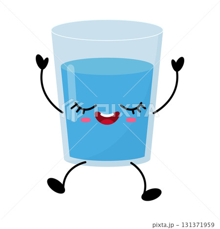 Kawaii happy glass of water character illustration 131371959