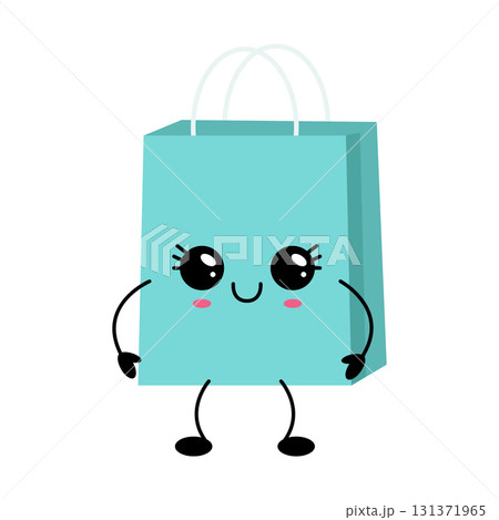 Smiling kawaii shopping bag character illustration 131371965